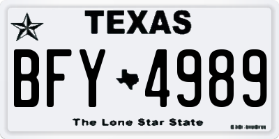 TX license plate BFY4989