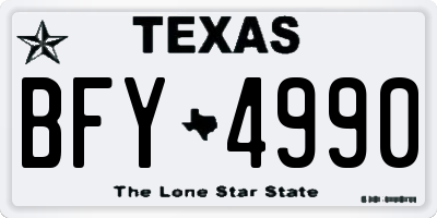 TX license plate BFY4990