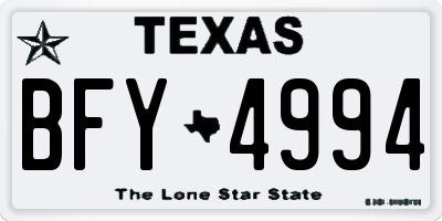 TX license plate BFY4994