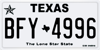 TX license plate BFY4996