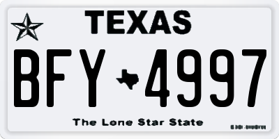 TX license plate BFY4997