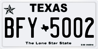 TX license plate BFY5002