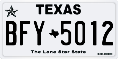 TX license plate BFY5012