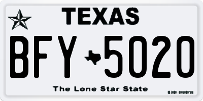 TX license plate BFY5020