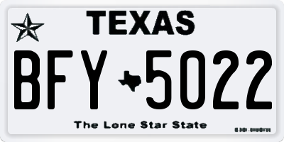 TX license plate BFY5022