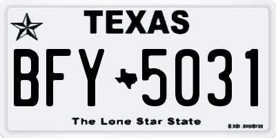 TX license plate BFY5031