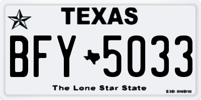TX license plate BFY5033