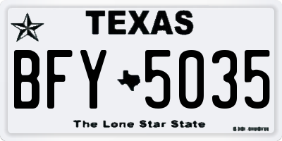 TX license plate BFY5035