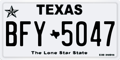 TX license plate BFY5047