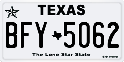 TX license plate BFY5062