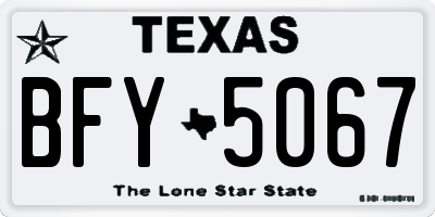 TX license plate BFY5067