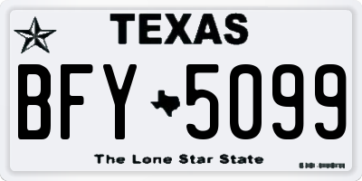 TX license plate BFY5099