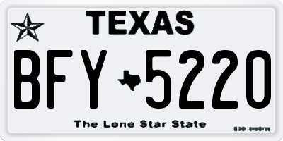 TX license plate BFY5220