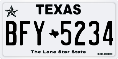 TX license plate BFY5234