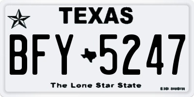 TX license plate BFY5247