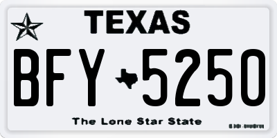 TX license plate BFY5250