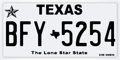 TX license plate BFY5254