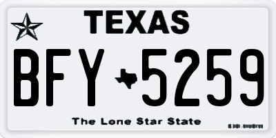 TX license plate BFY5259