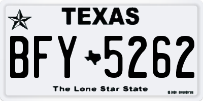 TX license plate BFY5262