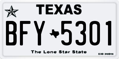 TX license plate BFY5301