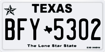 TX license plate BFY5302