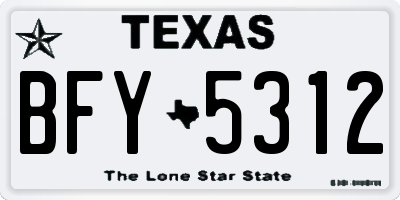 TX license plate BFY5312