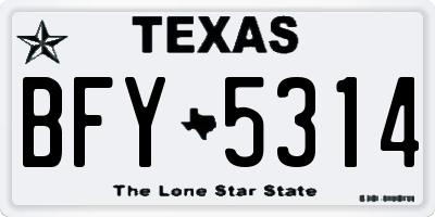 TX license plate BFY5314