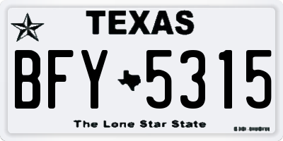 TX license plate BFY5315