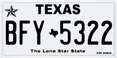 TX license plate BFY5322