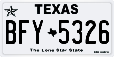 TX license plate BFY5326
