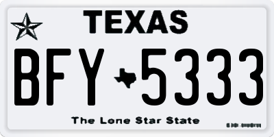 TX license plate BFY5333