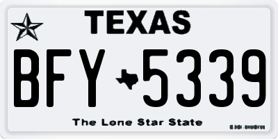 TX license plate BFY5339