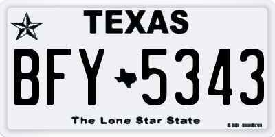 TX license plate BFY5343