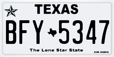 TX license plate BFY5347