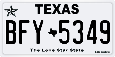 TX license plate BFY5349