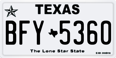 TX license plate BFY5360