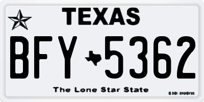 TX license plate BFY5362