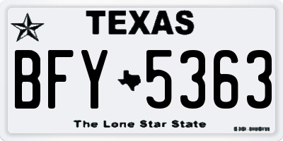 TX license plate BFY5363