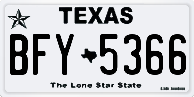 TX license plate BFY5366