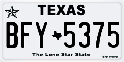TX license plate BFY5375