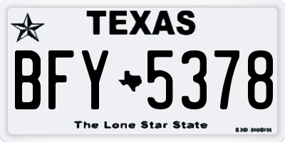 TX license plate BFY5378