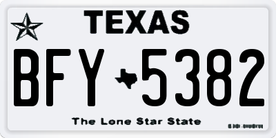TX license plate BFY5382