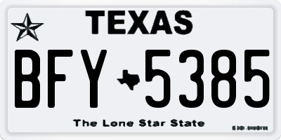 TX license plate BFY5385