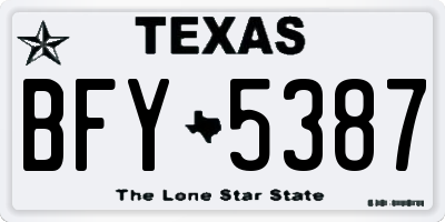 TX license plate BFY5387