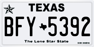 TX license plate BFY5392