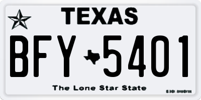TX license plate BFY5401