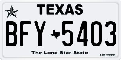 TX license plate BFY5403