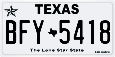 TX license plate BFY5418