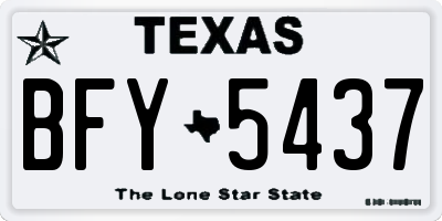 TX license plate BFY5437