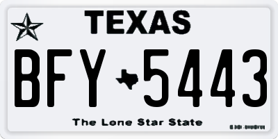 TX license plate BFY5443